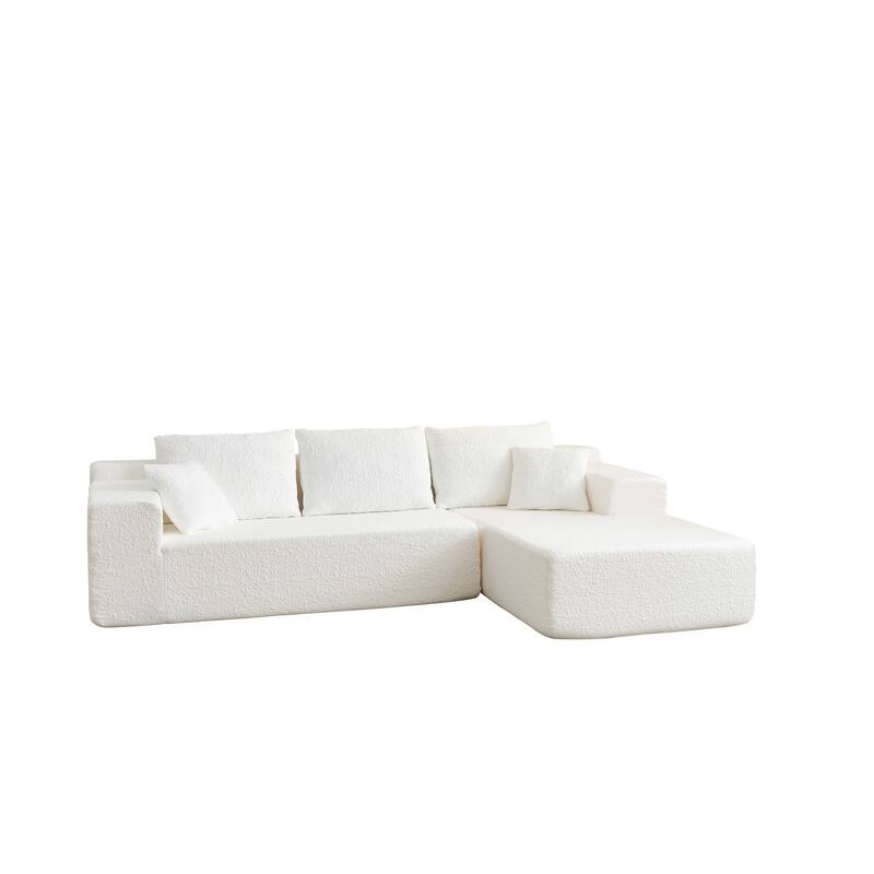 Modular Sectional Sofa with L-Shape Chaise, Chenille Upholstered Cloud Sofa, Corner Deep Seat Sofa with 5 Throw Pillows