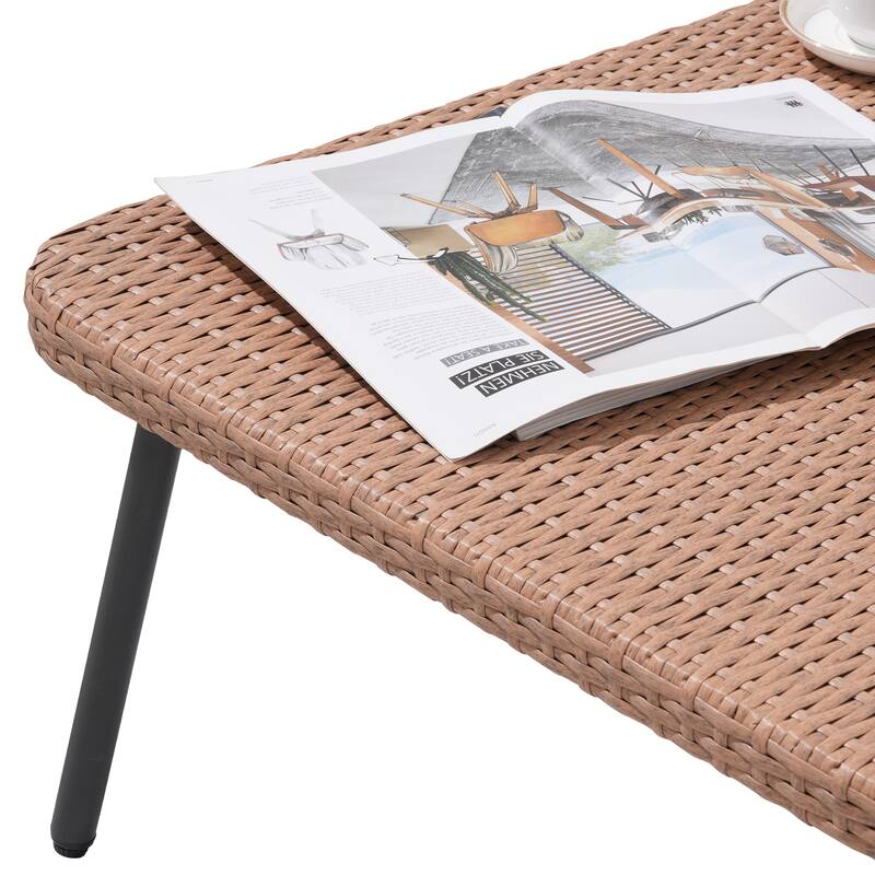 Outdoor Patio Furniture L-Shaped Corner Wicker Sofa Set with Coffee Table