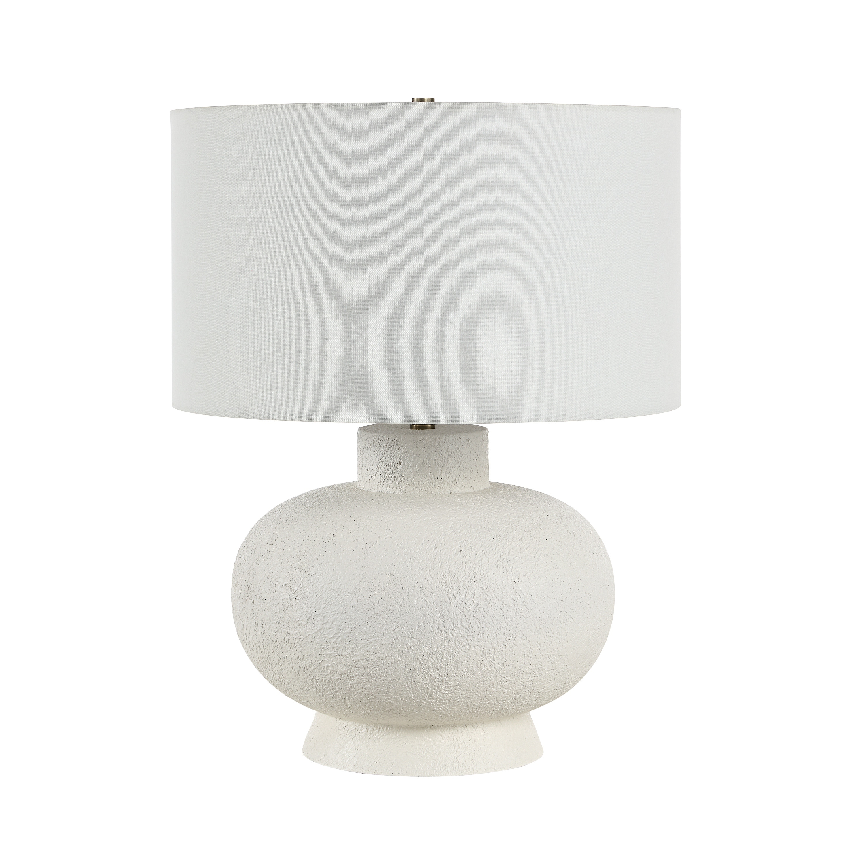 Everren Mallow 22.5" Tall Textured Ivory Resin Table Lamp with Drum Linen Shade