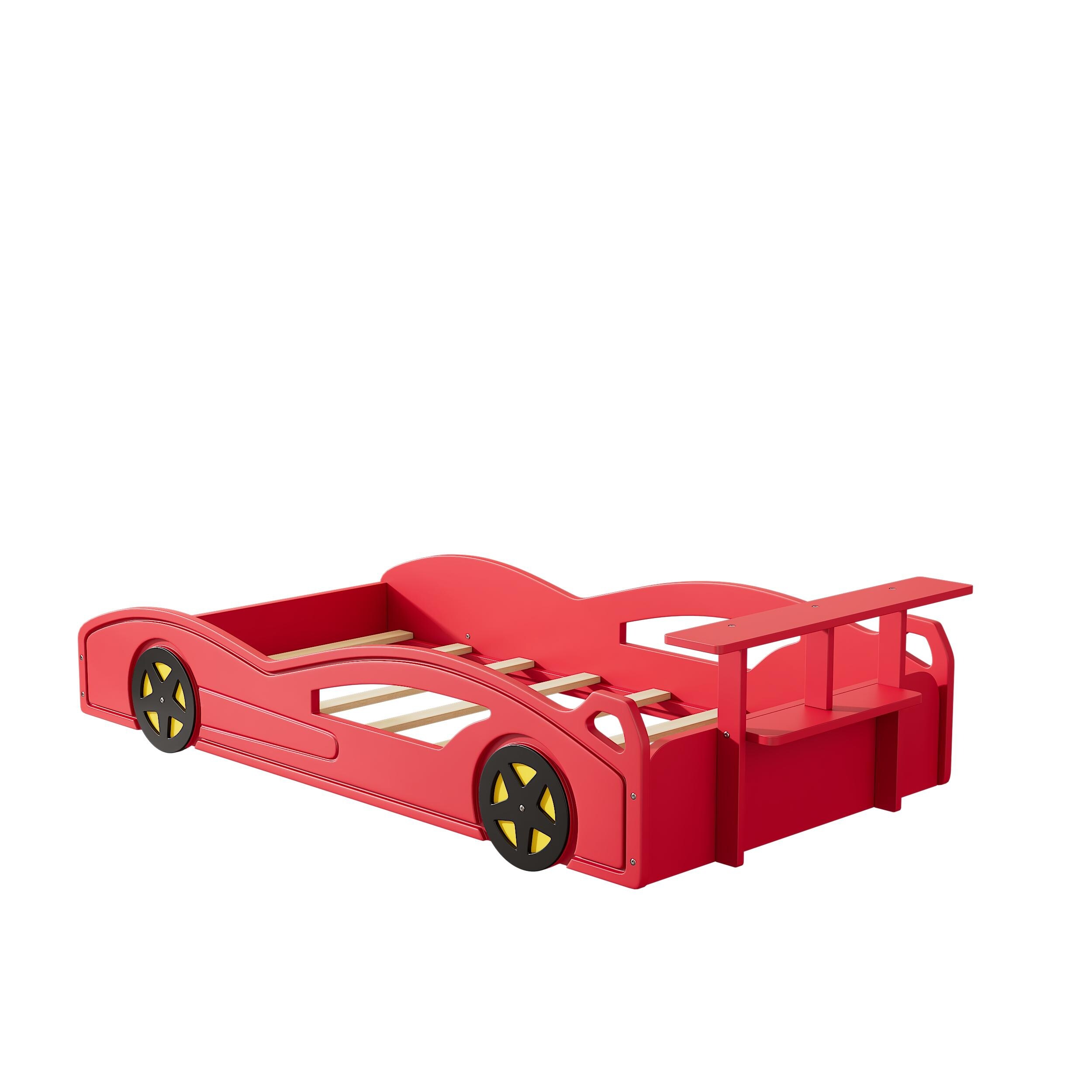 Red Wooden Twin Size Race Car Platform Bed with Wheels Bed Bath Beyond 39693469