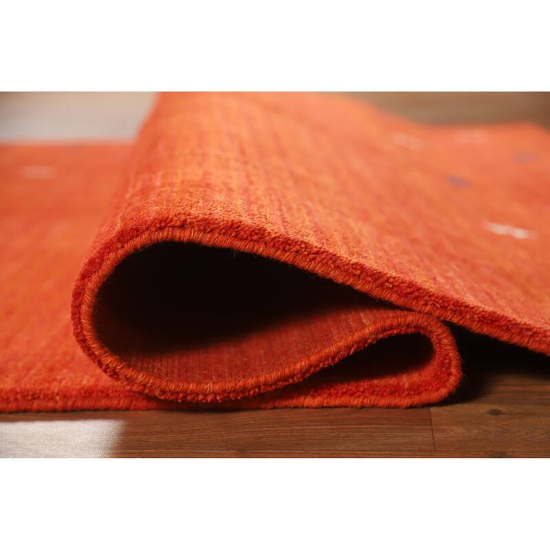 Hand Knotted Oriental 100% Wool Carpet Tribal Animal Pictorial Oranges & Rust Gabbeh Area Rug - 6' 7'' X 4' 7''