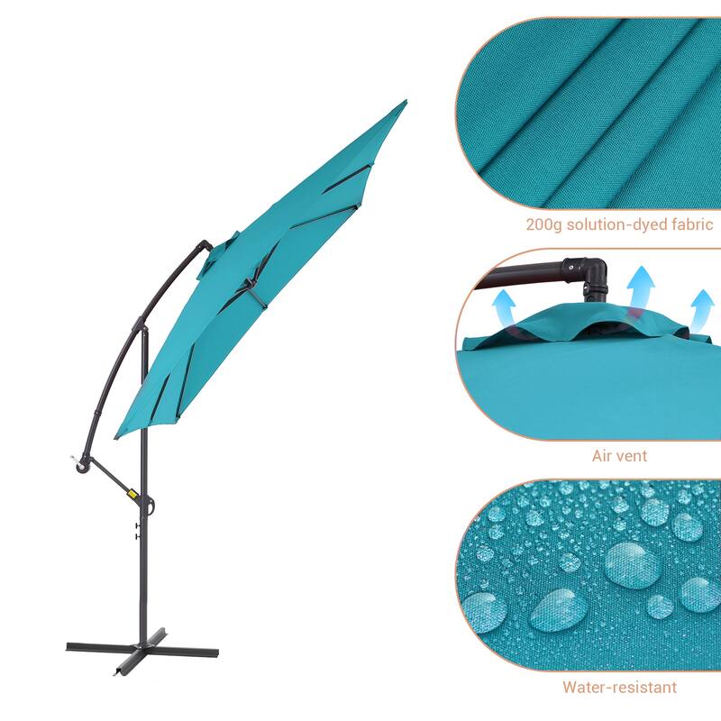 LIVOOSUN 8.2x8.2ft Offset Patio Umbrella Hanging Umbrella w/Steel Ribs