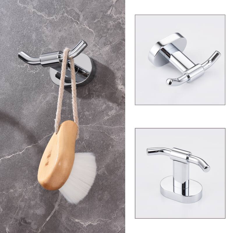 Wall Mounted 2 in 1 Towel Hook Double Robe Hook (set of 2)