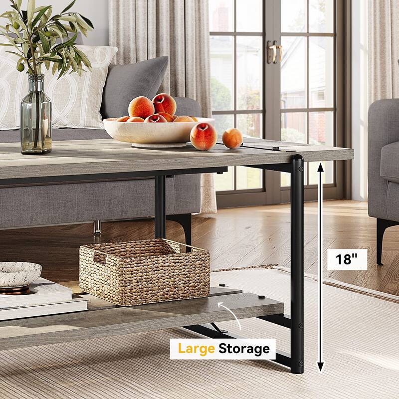 Coffee Table with 2 Storage Shelf