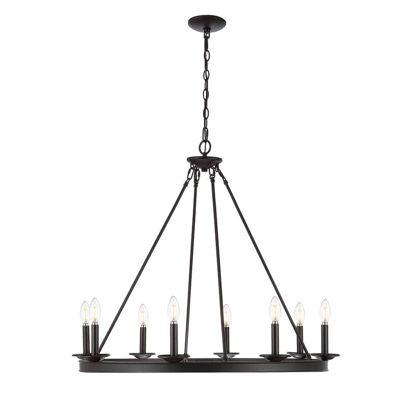 SAFAVIEH Fauna 8Lt Chandelier - Oil Rubbed Bronze (Black) - 34"W x 34"D x 106"H