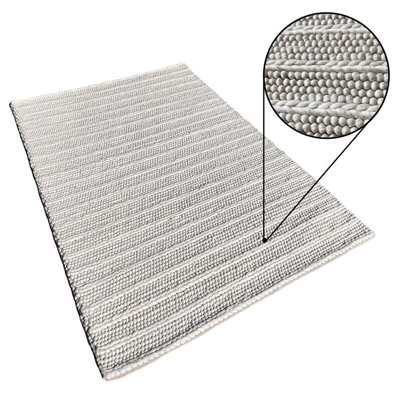 Thick Plush Ivory Cream Chunky Beads Hand-Woven Handmade Wool Natural Area Rug - 5' x 7' Feet