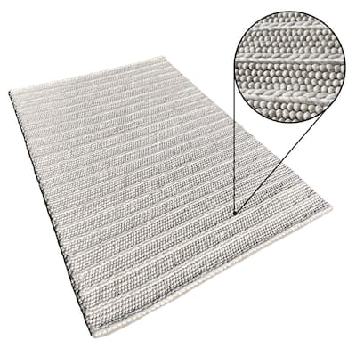 Thick Plush Ivory Cream Chunky Beads Hand-Woven Handmade Wool Natural Area Rug