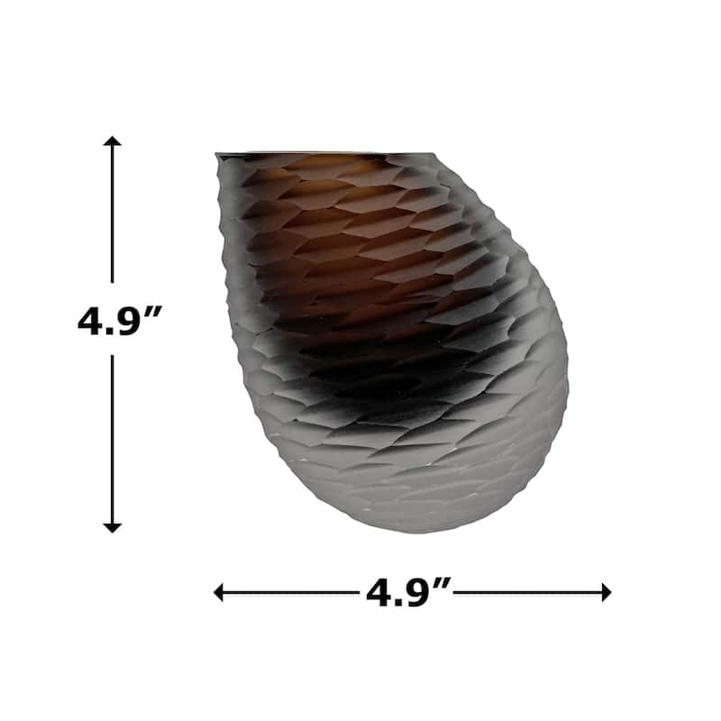 5" High Premium Contemporary Glass Vase for Flowers in Brown