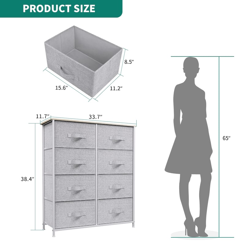 Modern 8-drawers Vertical Fabric Dresser Bedroom Storage Tower