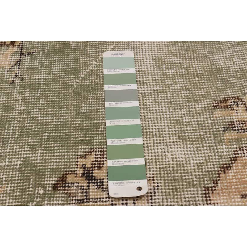 ECARPETGALLERY Hand-knotted Melis Vintage Green Wool Rug - 6'2 x 9'2