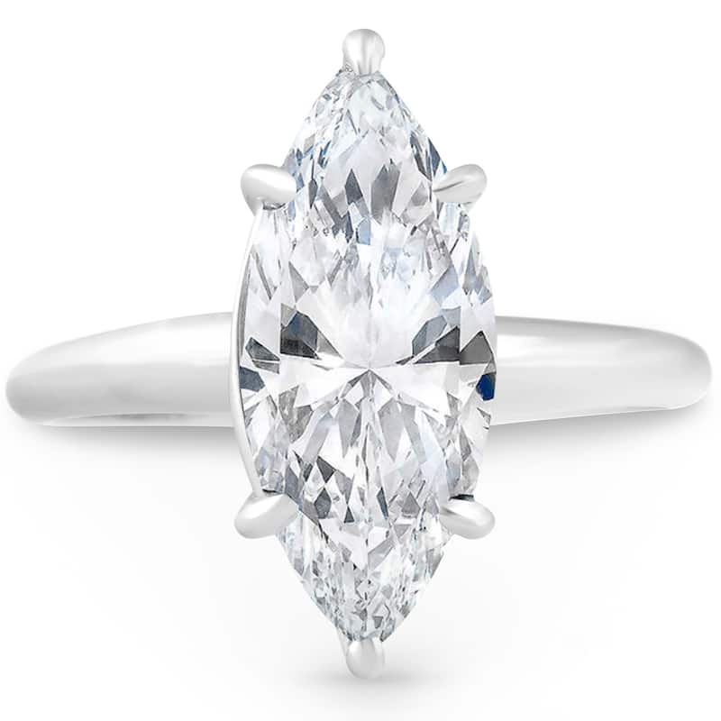 Bliss Diamond Certified 5Ct Marquise Diamond Solitaire Engagement Ring White Gold Lab Grown - White - 7 - White