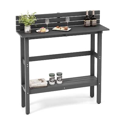 Costway 48" Outdoor Bar Table with Storage Shelf & Adjustable Foot - See Details