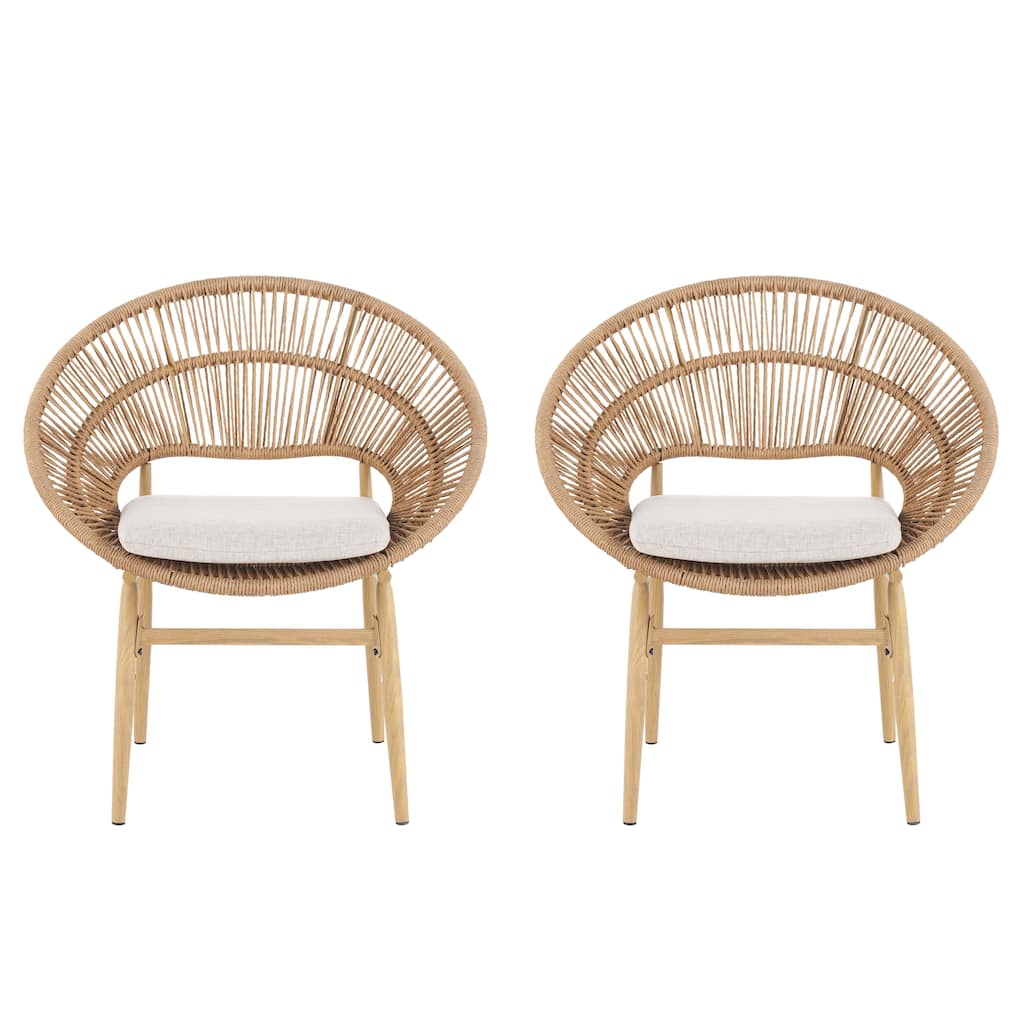Wicker Dining Chairs Set of 2 Patio Armchairs, Leisure Chair Coffee Chair Reception Chair Side Chair
