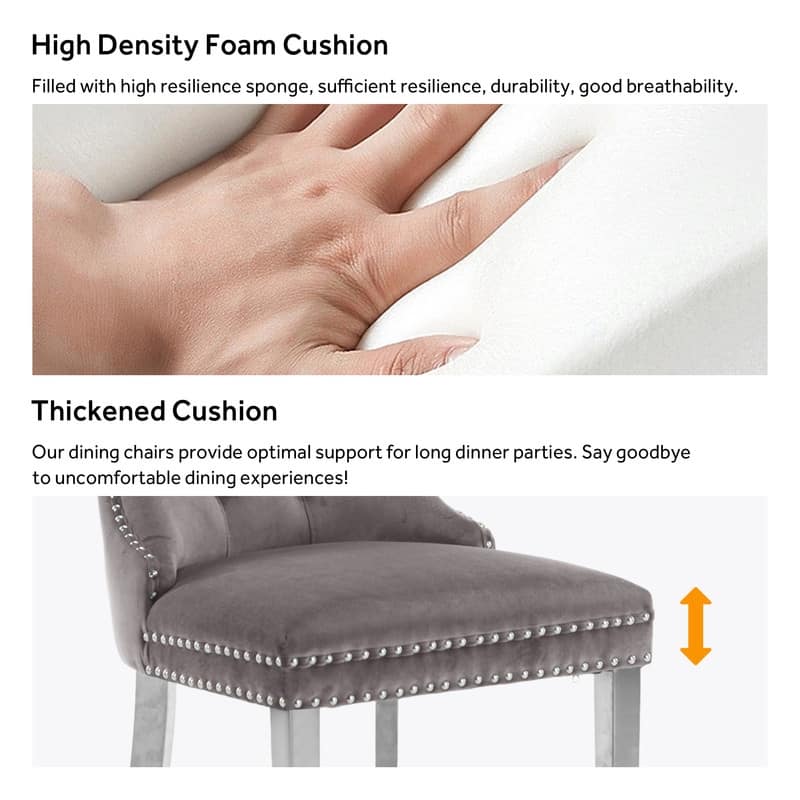High-end Tufted Velvet Upholstered Nailhead Dining Chair Set of 6