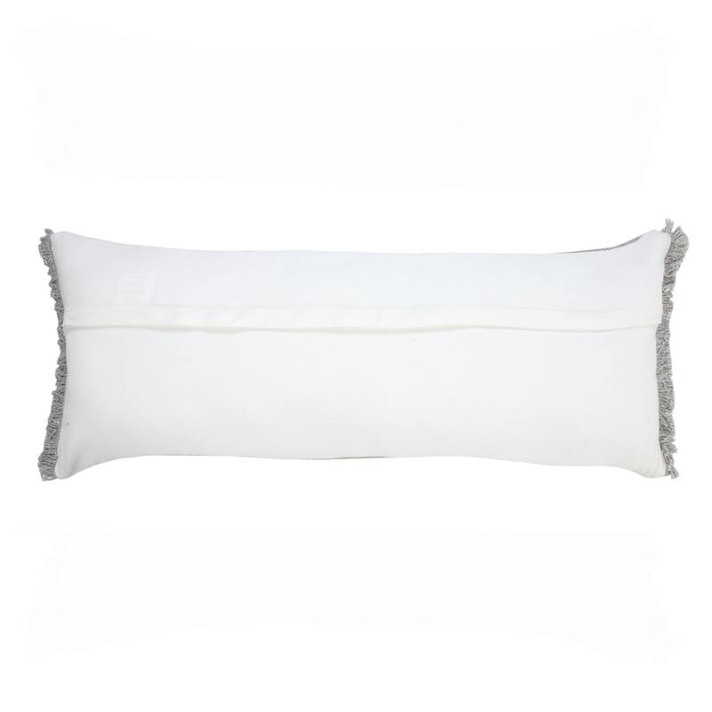 HomeRoots 14" X 36" Light Gray 100% Cotton Zippered Pillow