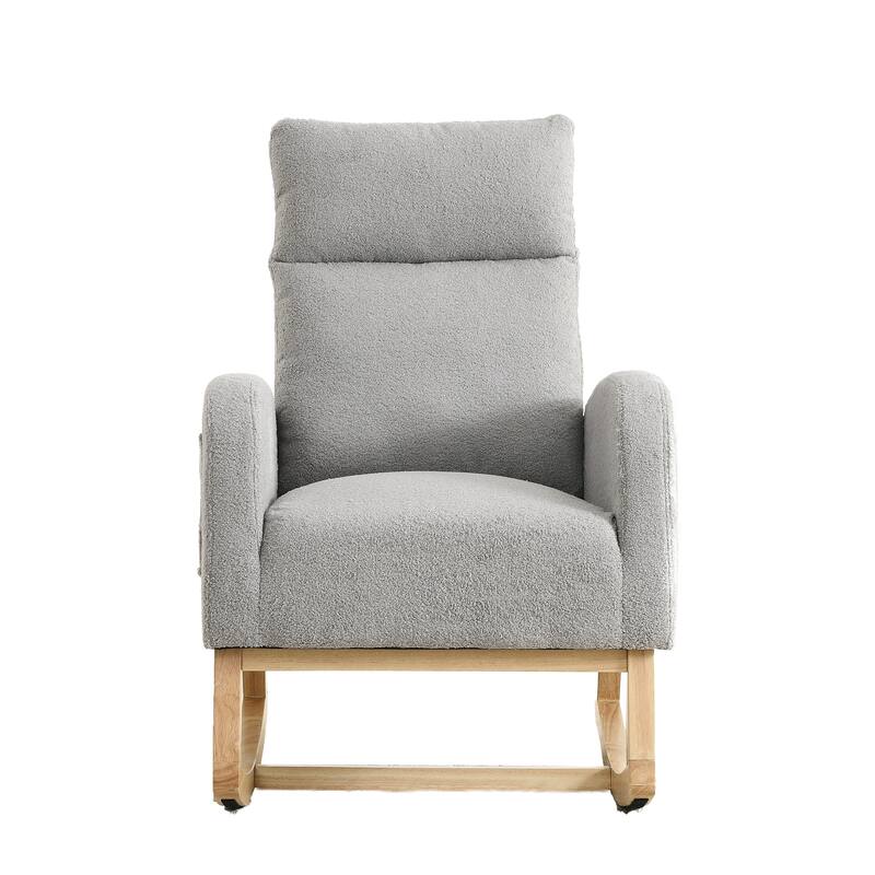 27.6" High Back Rocking Chair with Two Side Pockets