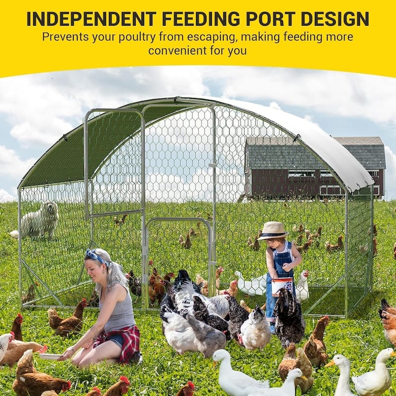 Metal Chicken Coop with Cover Large Walk-in Chicken Runs with ribs