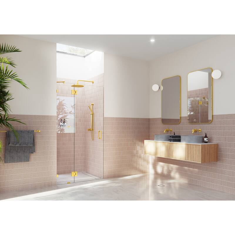 Glass Warehouse 78" x 41.75" Frameless Shower Door - Glass Hinge - Satin Brass