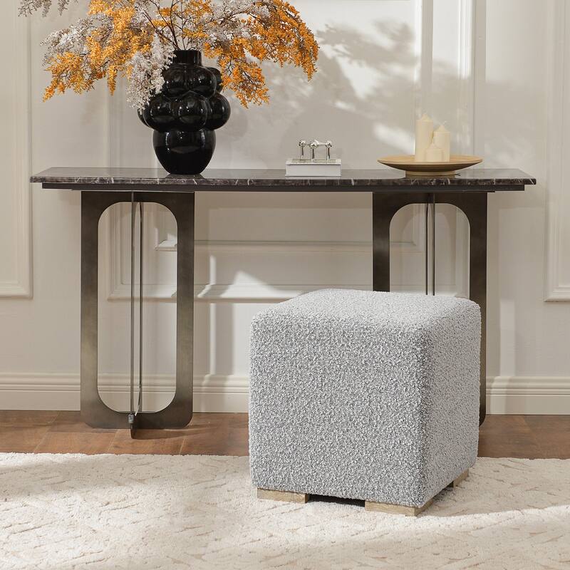 KINWELL 18.5" W Square Boucle Upholstered Ottoman Entryway Footstool
