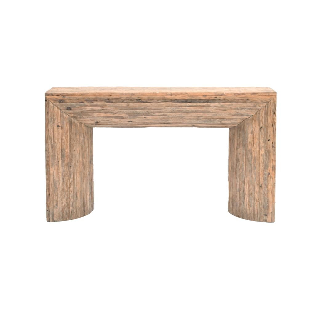 Striped Wooden Console Table - 59" - Brown