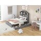 preview thumbnail 5 of 9, Full Size Wood Platform Bed with House-Shaped Storage Headboard and 2 Drawers, Grey