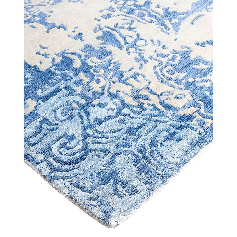 Modern One-of-a-Kind Hand-Knotted Area Rug, Blue - 9' 2" x 12' 1"