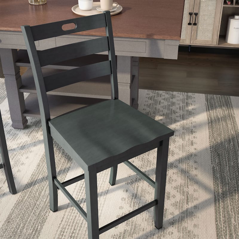 Rangel Rustic Wood Ladder Back Counter Height Chairs by Furniture of America (Set of 2)