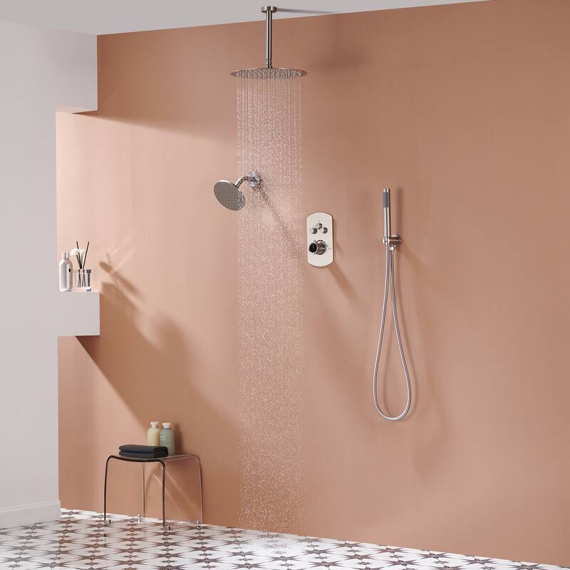 Dual Shower Heads 12 Inch Ceiling Mounteded Rainfall Shower Set