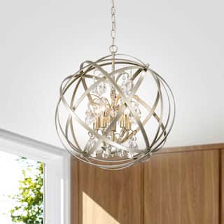 Benita Champagne Metal and Crystal Orb 5-light Chandelier
