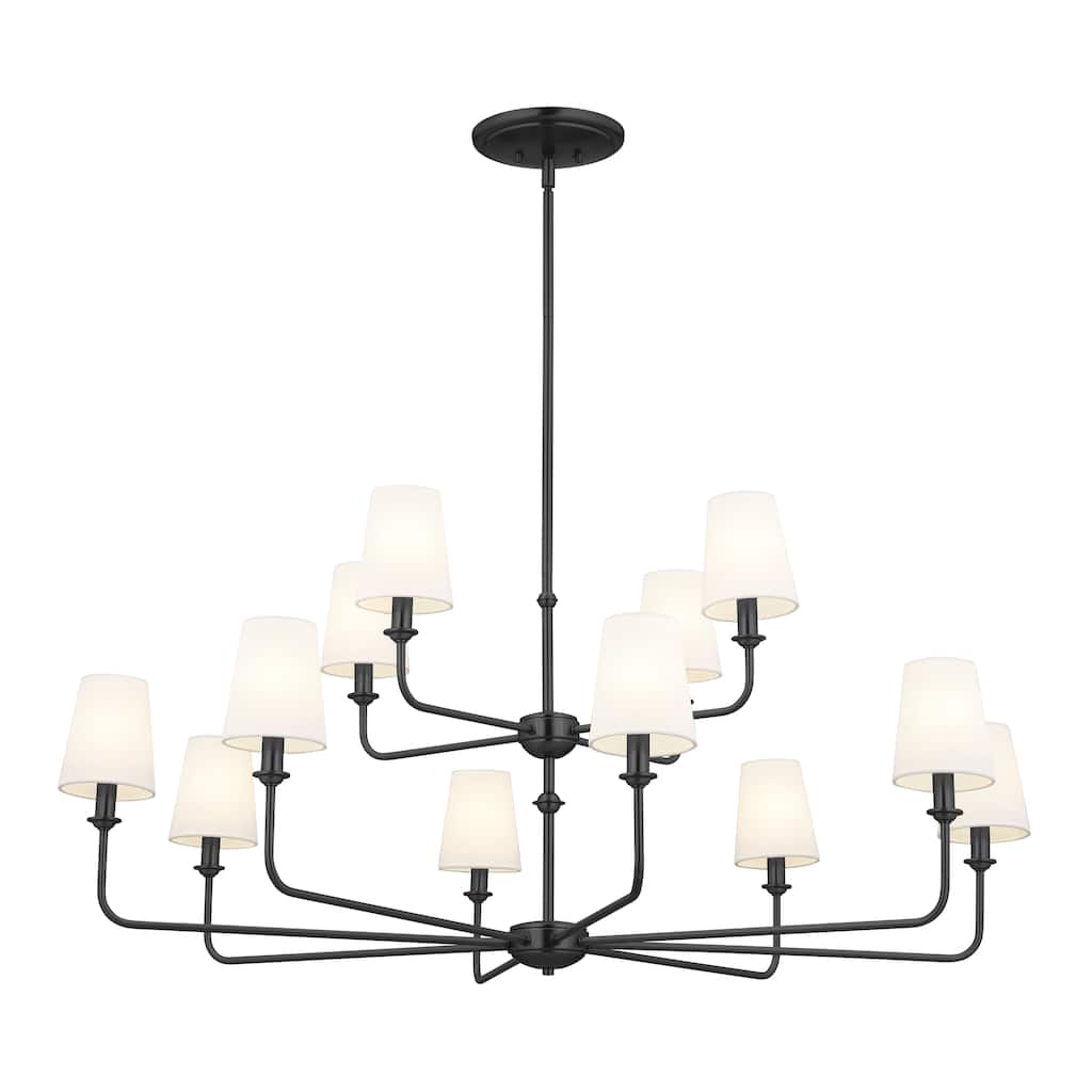 Kichler Lighting Pallas 12-Light Black 2-Tier Chandelier - 42.75 in