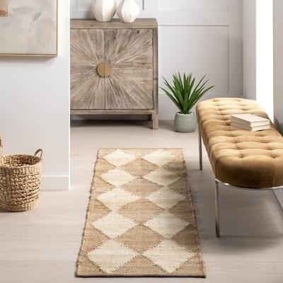 Arvin Olano x Rugs USA Louie Diamond Checkerboard Jute Area Rug