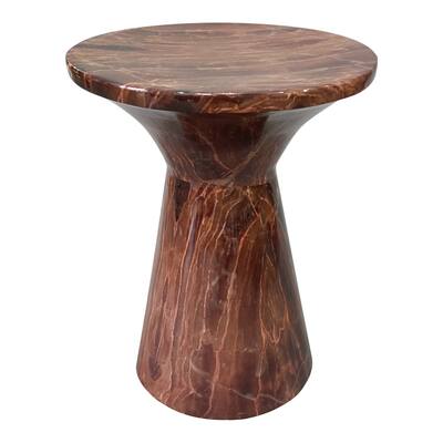 21 Inch Round Side Accent Table, Aluminum Sheet, Enamel Coating, Dark Brown