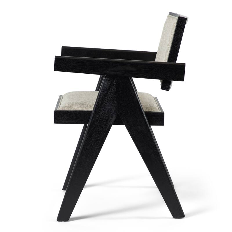 Furniture of America Evrena Modern Black Solid Wood Arm Chair (Set of 2)