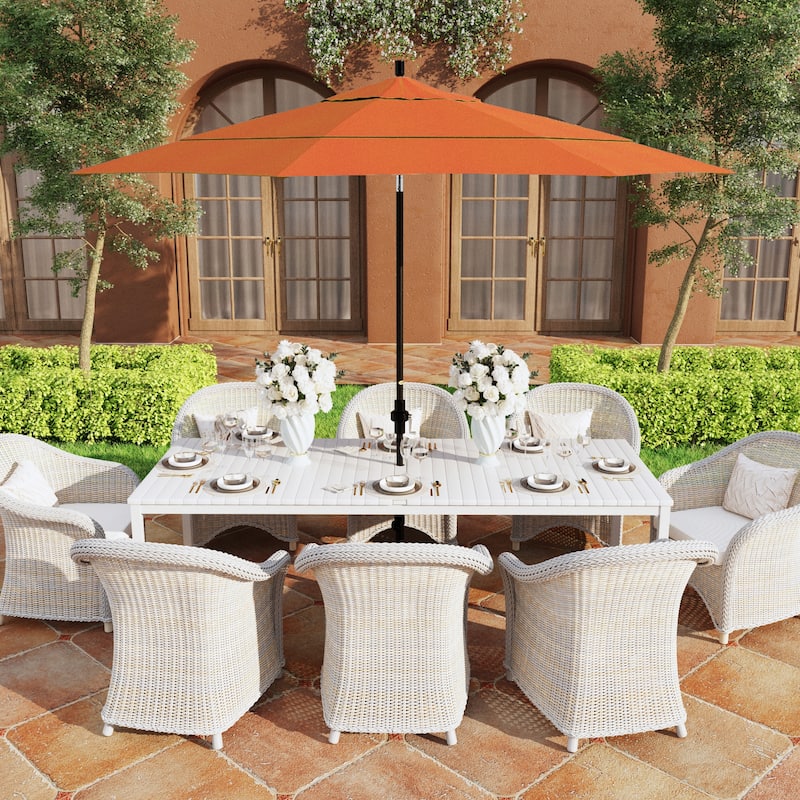 California Umbrella 11-Foot Round Aluminum, Crank Open Collar Tilt Patio Umbrella, Sunbrella Fabric - Tuscan