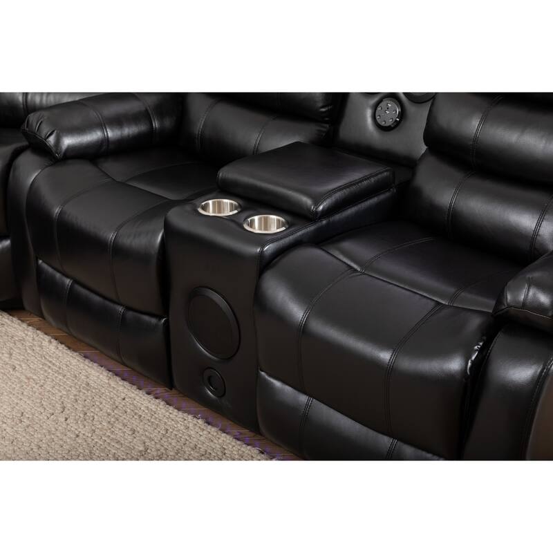 Donivi LED Faux Leather Reclining Sectional With Speakers