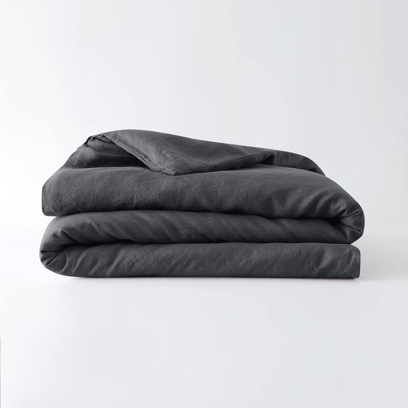 French Linen Duvet Cover - Throw/Blanket (42x72) - Charcoal - Twin