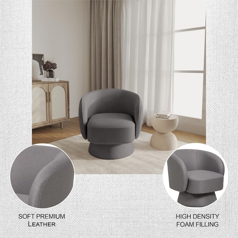 Raze Modern Teddy Bouclé Swivel Accent Chair - Comfy Curved Barrel Armchair for Living Room, Bedroom, or Nursery