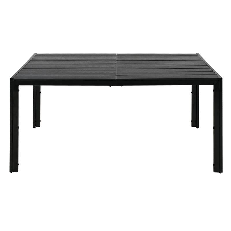 7 Pcs Outdoor Steel Dining Table and Chair Set, All Weather Patio Furniture Set with Rectangular Table and 6 Dining Chair