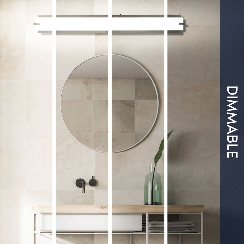 Luxrite 36" LED Vanity Light Brushed Nickel Bathroom Light Fixture 3CCT 30W 2100 Lumens Dimmable Damp Rated ETL Listed