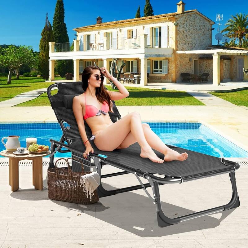 3-in-1 Patio Lounge Chair, Folding Heavy Duty Chaise