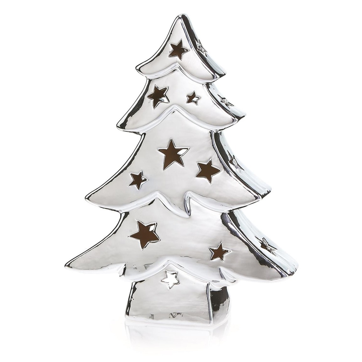 Shop Black Friday Deals On 11 5 Chrome Ceramic Tree Decorative Christmas Tea Light Candle Holder Overstock 16667922
