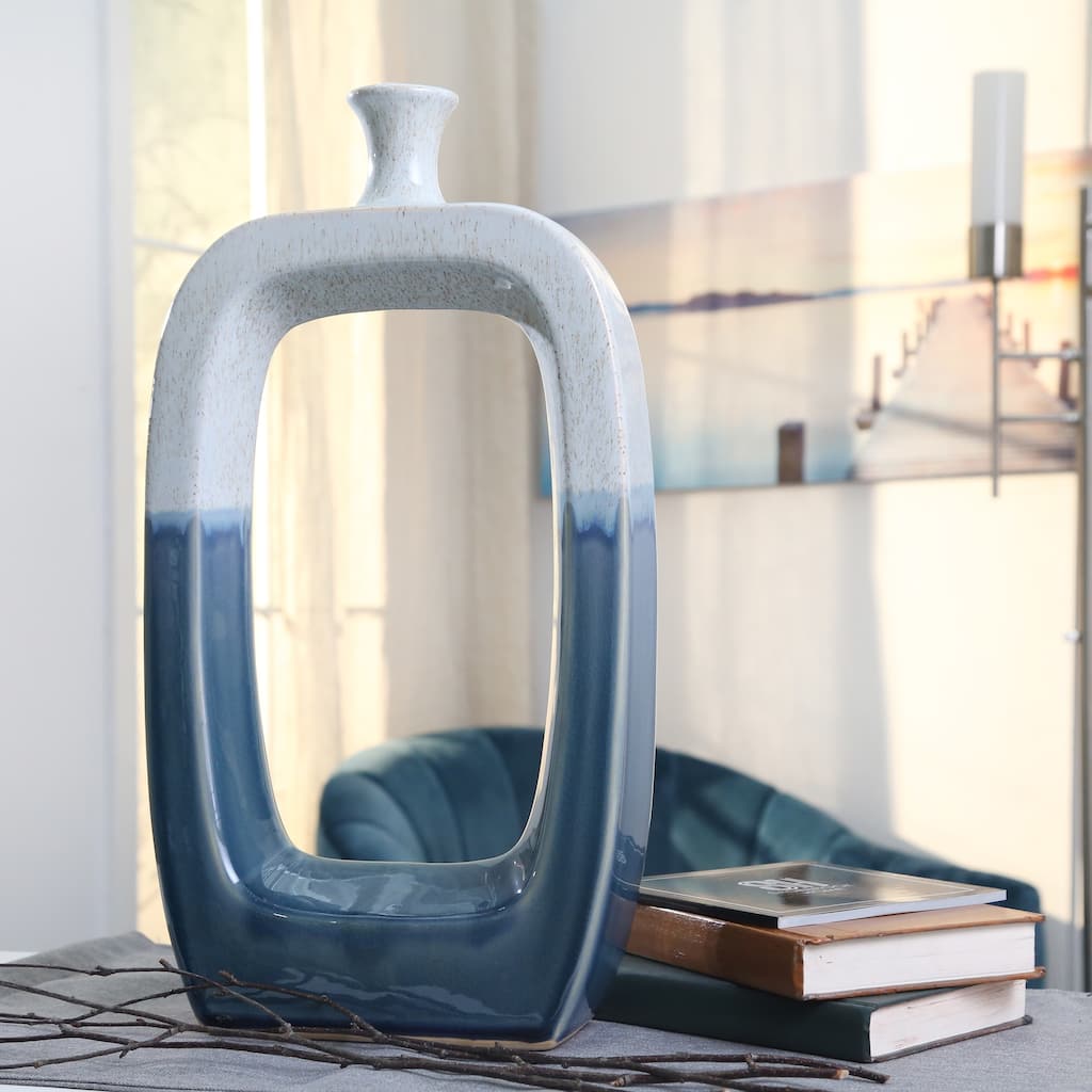 Sagebrook Home Modern Coastal Cut Out Ceramic Bud Vase