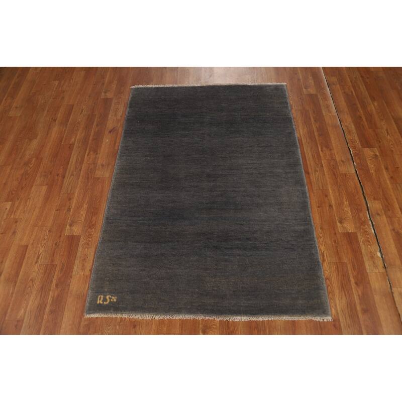 Gray & Blue Gabbeh Modern Foyer Rug Handmade Wool Carpet - 3'5"x 4'10"