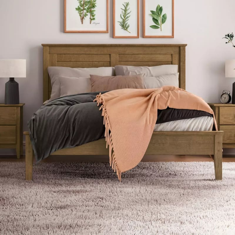 Grain Wood Furniture Greenport Louvered Solid Wood Platform Bed - Brushed Hickory - Queen