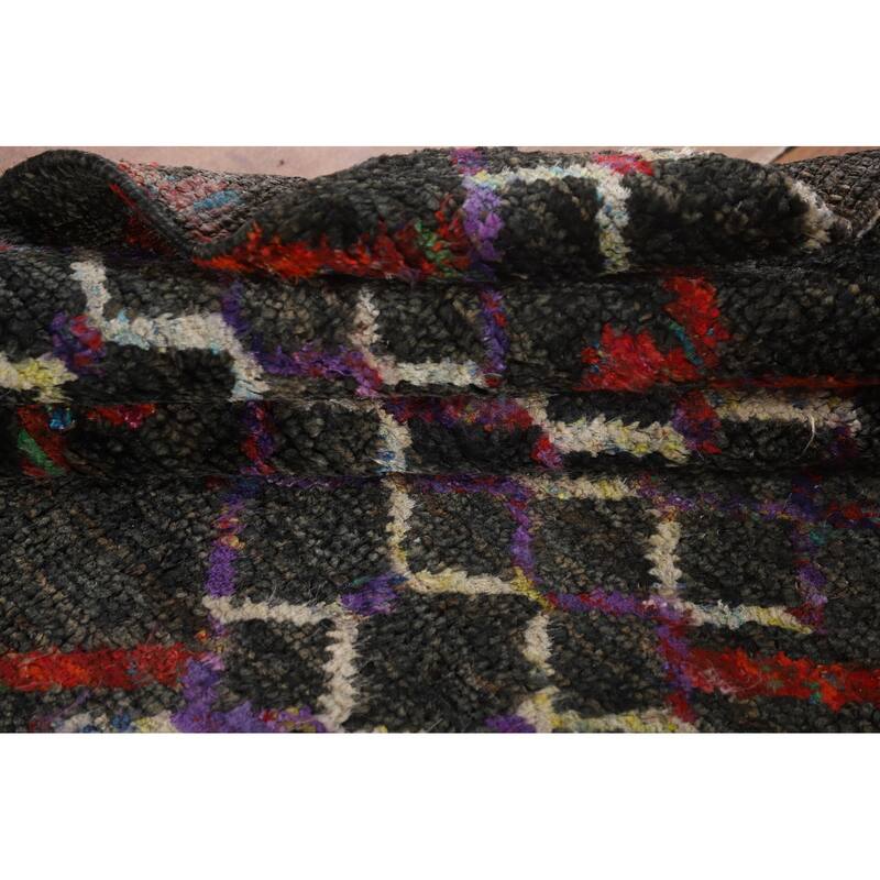 All-Over Trellis Moroccan Indian Area Rug Handmade Jute Carpet - 5'6"x 8'7"