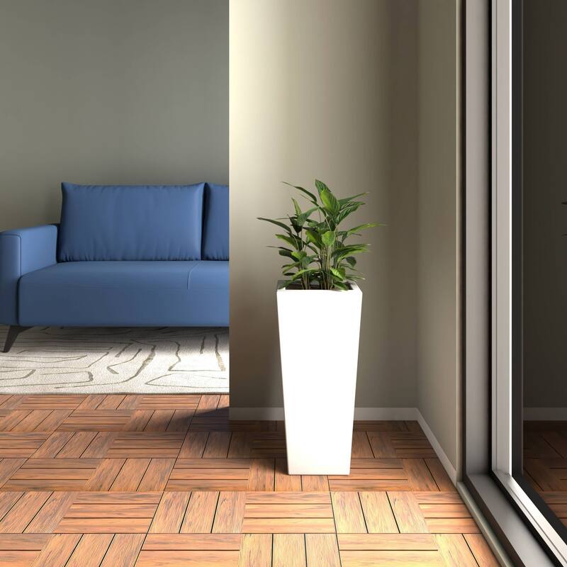 Orna Handcrafted Mid-Century Modern Fiberstone MGO Planter with Drainage, Weather-Resistant Indoor Outdoor Decorative Plant Pot
