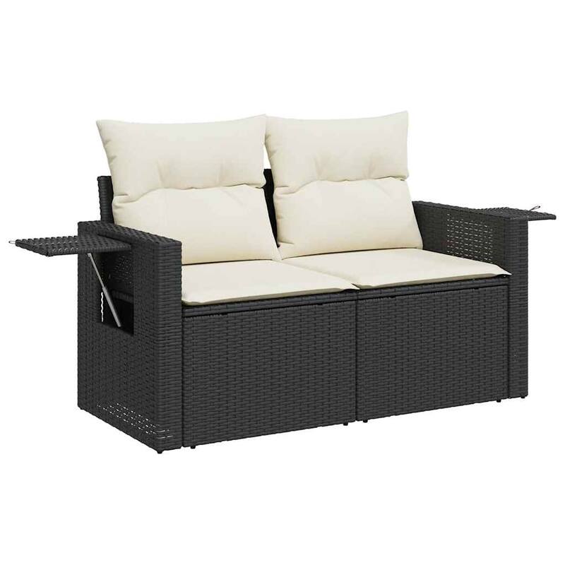 vidaXL Garden Sofa Set Black and Cream White - 21.7 x 39.4 x 28.7