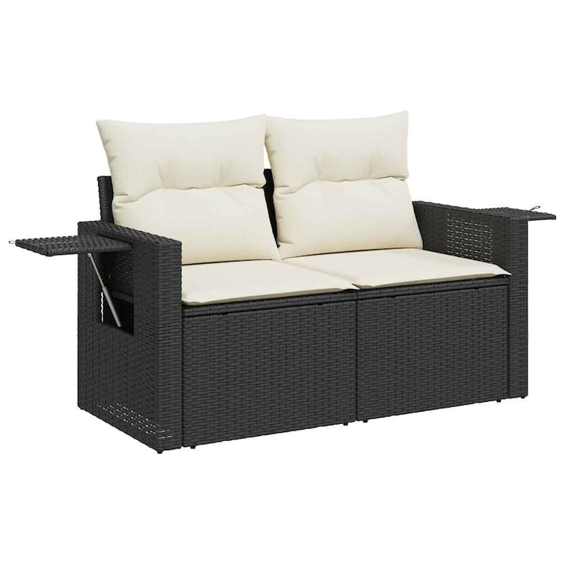 vidaXL Patio Sofa Set with Cushions Outdoor Conversation Furniture Poly Rattan - 21.7 x 39.4 x 28.7
