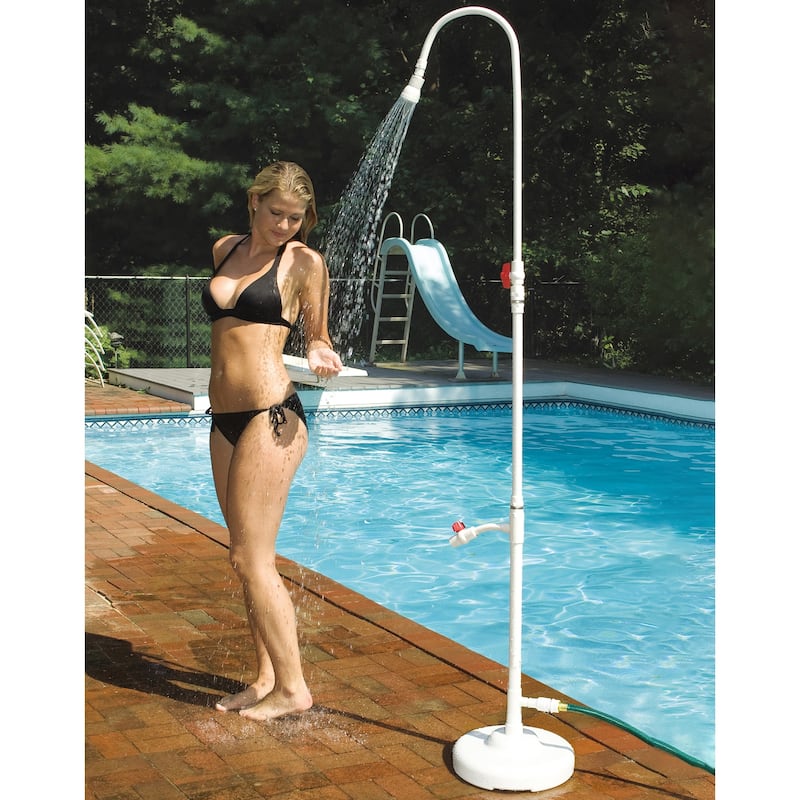 Standard Poolside Swimming Pool Shower with Foot Wash Spigot - 86" - White