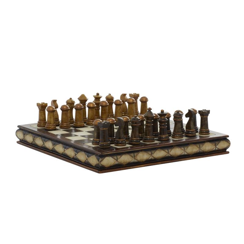 Polystone Chess Game Set - Brown - Roche River Decor